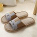 Japanese And Korean Women Linen Slippers Home In Autumn And Winter Seasons Soft, Breathable Cotton Slippers Home Skid