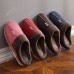 Leather Slippers Female Male And Female Couple Warm Winter Home Skid Slippers Men And Thick Crust Waterproof PU Lint