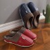 Leather Slippers Female Male And Female Couple Warm Winter Home Skid Slippers Men And Thick Crust Waterproof PU Lint