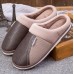 Men's Winter Home Cotton Slippers Large Size Waterproof Slip Warm Winter Plush Leather Slippers Couple