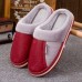 Men's Winter Home Cotton Slippers Large Size Waterproof Slip Warm Winter Plush Leather Slippers Couple