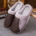 Men's Winter Home Cotton Slippers Large Size Waterproof Slip Warm Winter Plush Leather Slippers Couple