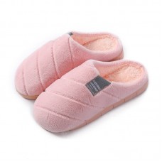 Non-slip Heavy-bottomed Female Cotton Slippers Habitat Home Warm Winter Home Slippers Couple Dragging Men Bag With Plush