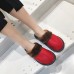 Simple And Comfortable Winter Cowhide Leather Slippers Home Slippers Baotou Family Of Three Solid Colors