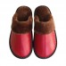 Simple And Comfortable Winter Cowhide Leather Slippers Home Slippers Baotou Family Of Three Solid Colors