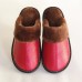 Simple And Comfortable Winter Cowhide Leather Slippers Home Slippers Baotou Family Of Three Solid Colors