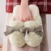 Winter Plush Slippers Couple Male Ms. Outer Wear Comfortable Non-slip Wild Sweet Bow Cotton Slippers