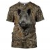 Camouflage hunting animals wild boar 3D T-shirt summer leisure men T-shirt fashion street women pullover short sleeve jacket