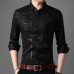 Slim Men Shirt Dress Long Sleeve Turn Down Collar Stripes Singlebreasted Polo Business Shirt Top