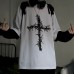 Tshirt Cross of Thorns fake twopiece for men women longsleeved dark hiphop loose large size autumn new trend top Simplicity