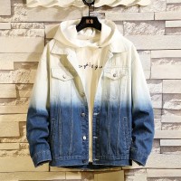 Autumn and Winter Men's Casual Loose Gradient Color Denim Jacket