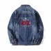 Letters Printed Men's Spring Denim Jacket Men's Fashion Jacket Jeans Jacket