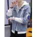 Male Long Sleeve Cowboy Denim Jacket Wide-waisted Hoodie Sweater