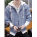 Male Long Sleeve Cowboy Denim Jacket Wide-waisted Hoodie Sweater