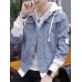 Male Long Sleeve Cowboy Denim Jacket Wide-waisted Hoodie Sweater