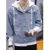 Male Long Sleeve Cowboy Denim Jacket Wide-waisted Hoodie Sweater