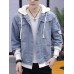 Male Long Sleeve Cowboy Denim Jacket Wide-waisted Hoodie Sweater