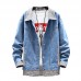 Men's Autumn and Winter Men's Casual Denim Jacket Lapel Loose Jeans Jacket