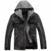 Men's Autumn and Winter Plush Thick Hooded Denim Jacket