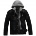 Men's Autumn and Winter Plush Thick Hooded Denim Jacket