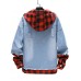 Spring and Autumn Fashion False Two-piece Coat Men Hooded Denim Jacket