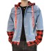 Spring and Autumn Fashion False Two-piece Coat Men Hooded Denim Jacket