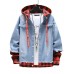 Spring and Autumn Fashion False Two-piece Coat Men Hooded Denim Jacket