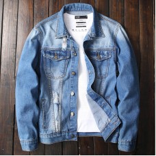 Spring and Autumn Loose Trend Men's Denim Jacket Korean Style Slim Jacket