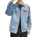 Spring and Autumn Men Cowboy Denim Jacket Casual Hole Coat