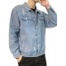 Spring and Autumn Men Cowboy Denim Jacket Casual Hole Coat