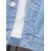 Spring and Autumn Men Cowboy Denim Jacket Casual Hole Coat