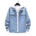 Spring and Autumn Men Cowboy Denim Jacket Casual Hole Coat