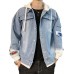 Spring and Autumn Men Fashion False Two-piece Coat Denim Jacket