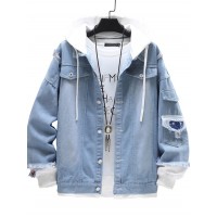 Spring and Autumn Men Fashion False Two-piece Coat Denim Jacket