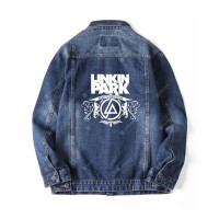 Spring Loose Large Size Letter Printed Casual Men's Denim Jacket