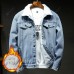 Winter Plus Velvet Thick Men's Lapel Loose Denim Jacket Casual Slim All-match Denim Jacket