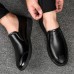 Autumn Men's Leather Loafers Daily Breathable Non-slip Soft Sole Pedal Dad Shoes