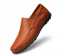 Leather Large Size Breathable Men Casual Peas Shoes