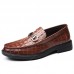 Men's Crocodile Pattern Business Casual Shoes Soft Bottom Leather Shoes