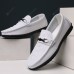 Men's Korean Casual Leather Shoes Crocodile Pattern Lazy Peas Shoes