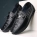 Men's Korean Casual Leather Shoes Crocodile Pattern Lazy Peas Shoes