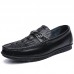 Men's Korean Casual Leather Shoes Crocodile Pattern Lazy Peas Shoes