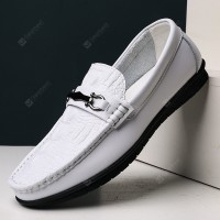 Men's Korean Casual Leather Shoes Crocodile Pattern Lazy Peas Shoes