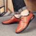 Spring and Autumn Men's Lace-up Outdoor Casual Shoes Flat-heel Soft Leather Breathable British Fashion Shoes