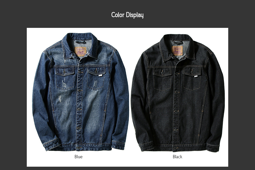 Spring Loose Large Size Men's Luminous Printing Simple Denim Jacket - Blue 6XL Color Display