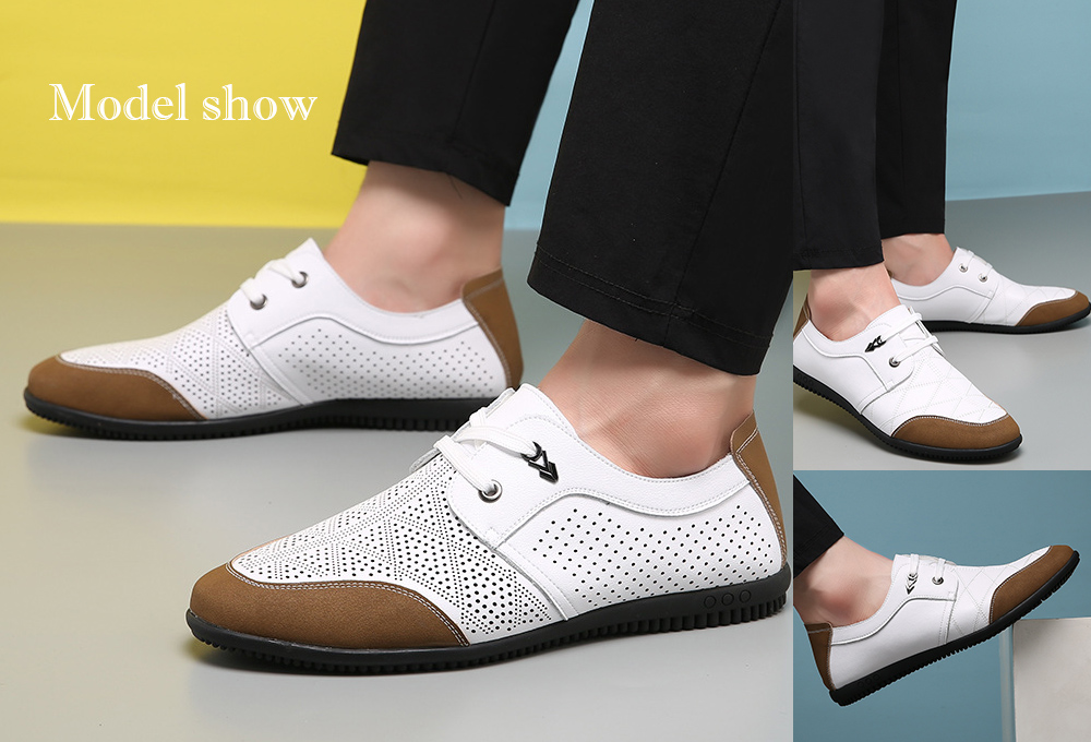 Men's Business Casual Leather Lace Shoes model show