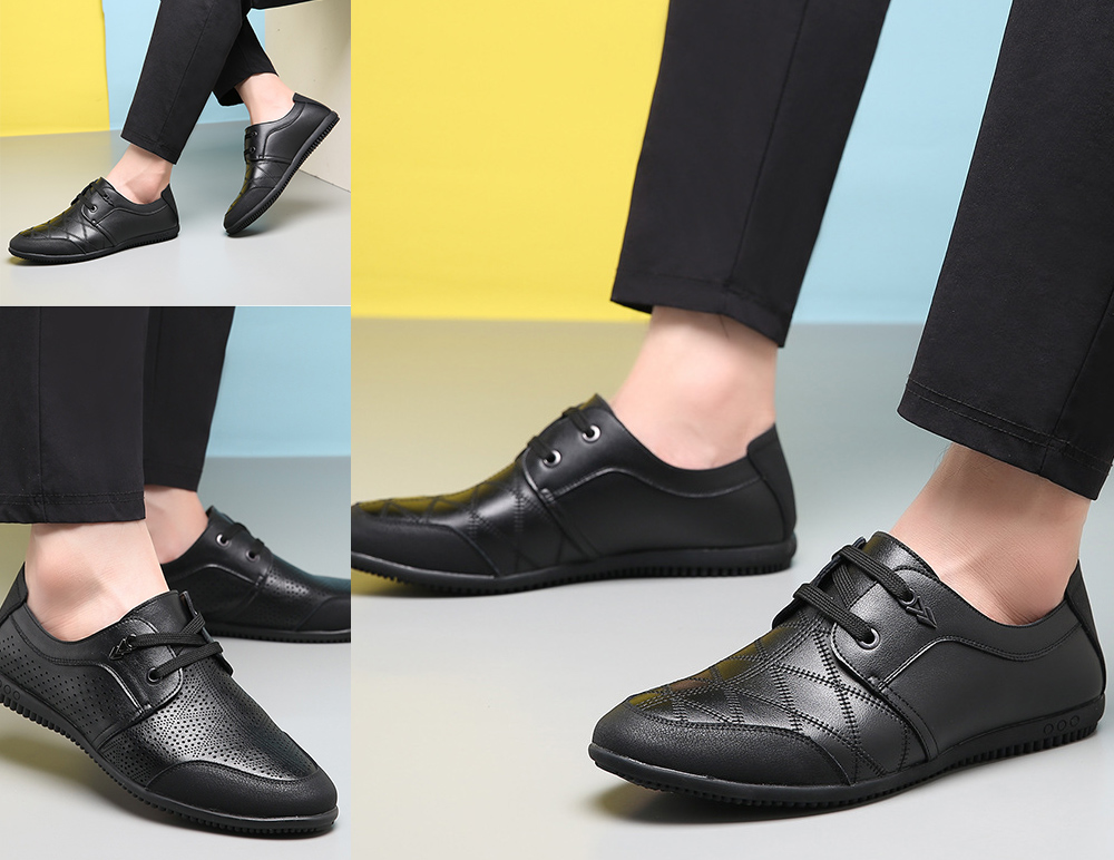 Men's Business Casual Leather Lace Shoes model show