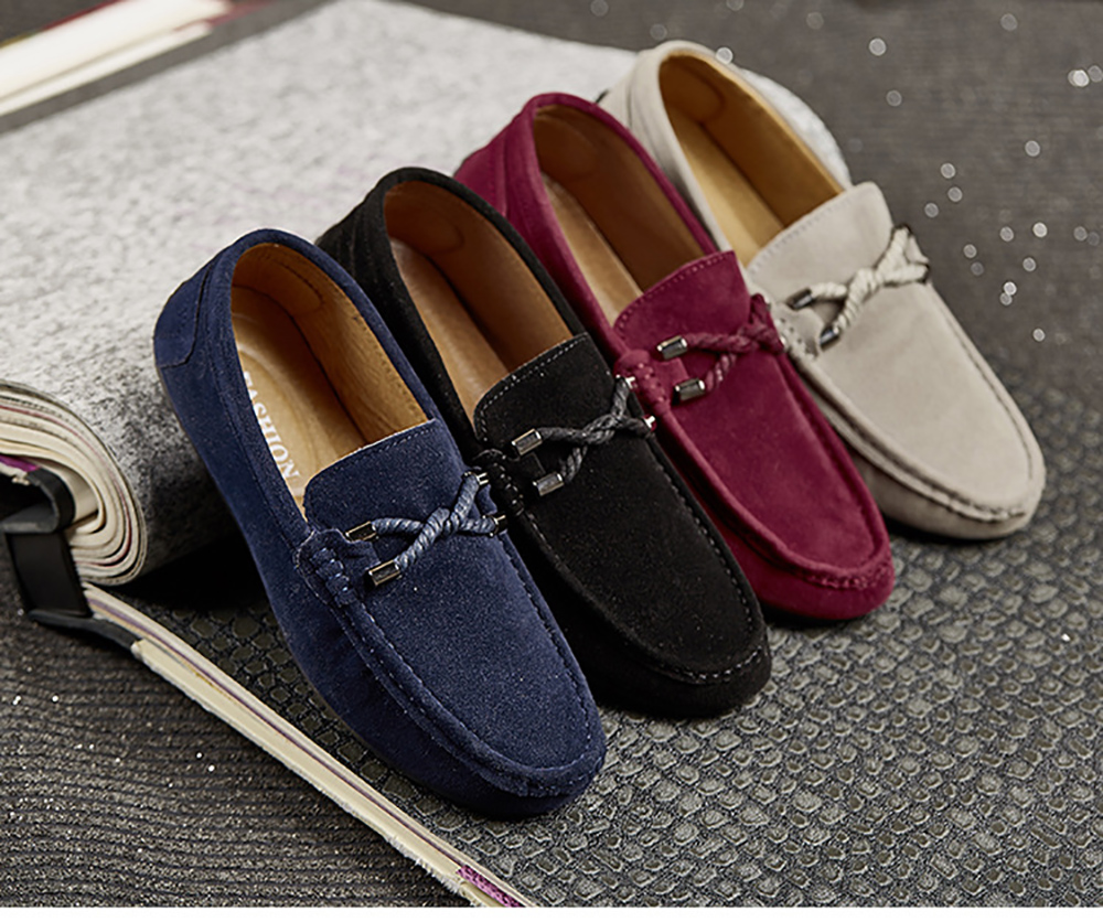 Fashion Low-Top Loafer Flat Shoes- Red Wine EU 44